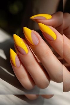 Special Nail Design, Nail Yellow, Yellow Nail Designs, Yellow Nail Art, Yellow Nails Design, Yellow Nail, Nails Yellow, Her Nails, Almond Nails Designs