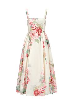 Cette élégante robe sera parfaite pour une occasion spéciale. Elle est réalisée en popeline de coton mélangé avec un grand imprimé de fleur de pivoine. Elle est pourvue d'un corsage joliment smocké dans le dos. La robe est ornée de fronces sur les côtés de la taille et dotée de deux épaisseurs de doublures qui donnent à la jupe le volume iconique d'une robe de bal. Paris Country, Cobalt Blue Dress, Cardigan Beige, Romantic Dress, Cotton Blends Dress, Peony Flower, Ball Dresses, Elegant Dress, Flower Print