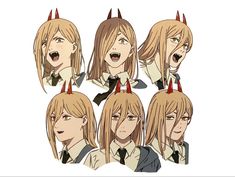 an anime character with blonde hair and horns on his head is making funny faces as if he's screaming