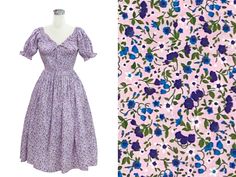 "LOLO Dress #18 \"Lavender Little wildflowers\" - Full Gathered Skirt - Summer Dress - Picnic Dress ✓ Model is wearing size M ( Bust: 36\", Waist 28\", Length: 28\") ✓𝐌𝐚𝐝𝐞 𝐭𝐨 𝐎𝐫𝐝𝐞𝐫 𝐢𝐭𝐞𝐦 We DO make Custom Sizing, our clothing can also be made in your measurements and at NO extra cost! Please note for us (Note to Seller) your measurements: Height, Bust, Waist, Hips measurement. ✓𝗙𝗼𝗿 𝘁𝗵𝗶𝘀 𝘀𝘁𝘆𝗹𝗲 𝘆𝗼𝘂 𝗰𝗮𝗻 𝘀𝘄𝗶𝘁𝗰𝗵 𝘁𝗼 𝗮𝗻𝘆 𝗼𝘁𝗵𝗲𝗿 𝗳𝗮𝗯𝗿𝗶𝗰 𝘁𝗵𝗮𝘁 𝗮𝘃𝗮 Dress Picnic, 1950 Dress, 1950 Vintage Dresses, Full Gathered Skirt, Pinup Dress, 1950’s Fashion, Vintage 1950s Dress, Picnic Dress, Vintage 1950s Dresses