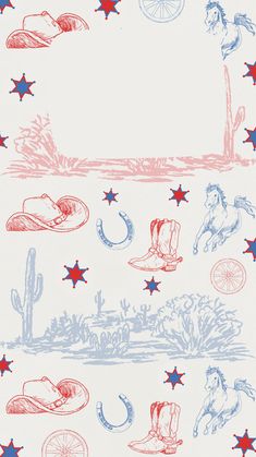 an image of cowboy themed paper with red, white and blue stars