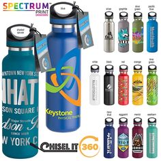 Basecamp® Tundra Bottle Business Promo, Warrior Spirit, Snow Village, Pacific Blue, Promotional Item, White Gift Boxes, Sea Foam