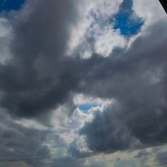 an airplane is flying in the cloudy sky