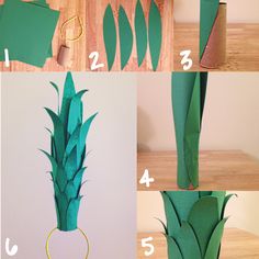 step by step instructions on how to make a pineapple plant from paper and cardboard