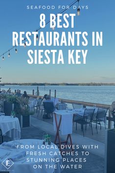 seafood restaurants in siesta key with text overlay reading 8 best restaurants in siesta key from local dives to stunning places on the water