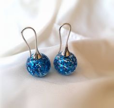 Blue Earrings Blue Dangle Earrings Glitter Earrings Silver - Etsy Blue Dangle Earrings, Glitter Earrings, Resin Earrings, Earrings Blue, Glass Earrings, Blue Earrings, Earrings Silver, Blue Glass, Silver Earrings