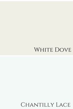 two different shades of white and blue with the words, white dove in black on them