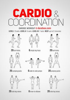 the cardio and coordination poster shows how to do an exercise with one hand, while another