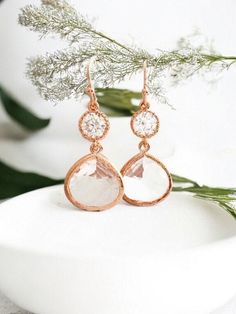 Rose Gold earrings clear crystal Earrings Bridal earrings Bridesmaid earrings silver Bridal jewelry earrings for Bridesmaid jewelry gift Rose Gold Drop Jewelry For Party, Rose Gold Cubic Zirconia Drop Jewelry, Rose Gold Teardrop Crystal Jewelry, Rose Gold Pear-shaped Cubic Zirconia Jewelry, Rose Gold Dangle Teardrop Earrings, Rose Gold Crystal Dangle Earrings, Rose Gold Crystal Drop Bridal Earrings, Teardrop Sparkling Jewelry For Gift, Sparkling Cubic Zirconia Teardrop Earrings For Gift