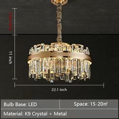 an image of a chandelier with measurements