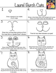 the instructions for how to draw a cat's face