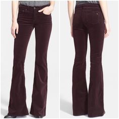 So Cute. Nwt Mid-rise Burgundy Pants For Fall, Mid-rise Burgundy Fall Pants, Burgundy Mid-rise Pants For Fall, Burgundy Cotton Jeans For Fall, Maroon Pants, Bone Pants, Rag And Bone, Bell Bottom, Pants Color