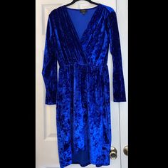 Brand New! Never Worn. Size Large. Blue Midi Dress For Fall Night Out, Blue Midi Dress For Fall, Blue Midi Dress For Fall Date Night, Velvet Blue Dress, Dresses Velvet, Blue Velvet Dress, Blue Velvet, Velvet Dress, Blue Dress