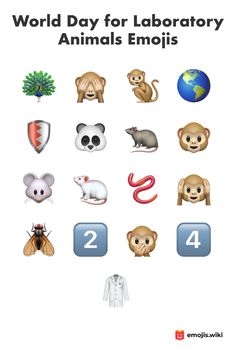 the world day for laboratory animals emojis is on display in this book cover