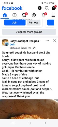 the facebook post is being used to promote cooking and social media on their mobile device