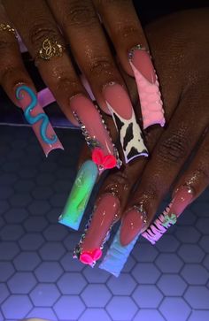 Cute Simple Nails, Long Nail Designs, Long Acrylic Nail Designs, Really Cute Nails, Dope Nail Designs, Exotic Nails