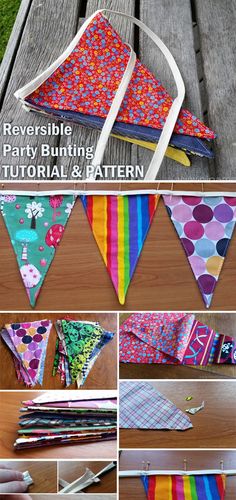 the instructions for how to make a rainbow colored bandana with fabric and scissors are shown