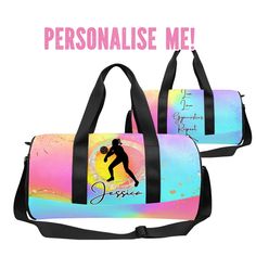 👜 Personalized Duffle Bag For Women And Kids👜 💟 Completely Personalized With Name, Sport And Text!! 💟 🌺All colors and fonts can be changed - including backpack color/ pattern and text colors (straps are always black) 🏀 Change Silhouette - Many Sports Available - see pictures for details 🏀 🏅Change Writing From "Live Love.." To Whatever you want! Chage font style 🏸Add A Name 🎨PROOF PROVIDED WITHIN 24 HOURS MAX🎨 🌺 🌺UNLIMITED REVISIONS🌺🌺 Please read below about the item and if you hav Multicolor Sporty Bags For Sports, Volleyball Backpack, Customized Backpack, Girls Hockey, Volleyball Bag, Volleyball Training, Dancer Gift, Custom Backpack, Volleyball Gifts