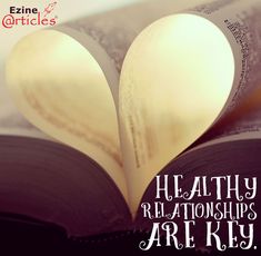 an open book with two hearts on it and the words healthy relationships are key