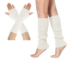 PRICES MAY VARY. Stay Warm and Cozy: The soft, breathable acrylic material keeps your hands and legs warm during chilly weather. Great for wearing around the house, running errands, or staying active outdoors. Flexible Fit: One size stretches to fit most women's hands and calves comfortably. The fingerless gloves measure 11.8 inches in length and allow full dexterity and movement. The leg warmers is about 15.7 inches long to customize your coverage. Matching Accessories Make a Thoughtful Gift: S Let Warmers, Ice Skating Leg Warmers, Arm And Leg Warmers, Surprise Your Girlfriend, Dance Yoga, 2024 Wishlist, Knit Leg Warmers, Staying Active, Leg Warmer