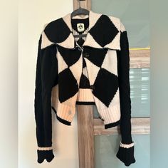 Black And Pale Pink Checkered Cardigan, Soft, Warm, And Very Unique.Never Worn. Designer Fitted Black Cardigan, Designer Black Long Sleeve Cardigan, Checkered Cardigan, Free People Cardigan, Pink Checkered, Free People Sweaters, Free People Sweater, Free People Black, Pale Pink