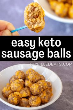 easy keto sausage balls in a white bowl