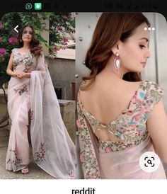 Nora Fateh, Blouse Halter Neck, Pakistani Saree, Farewell Saree, Saree Jacket, Blouse Puff Sleeve, Halter Neck Blouse, Saree Drapes, Pattern Blouses