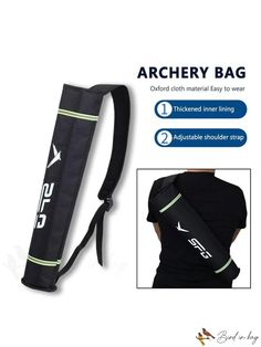 the back side of an archery bag with straps and instructions on how to use it