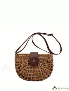 BirdinBag - Womens Straw Woven Crossbody Bag with Hollow Belt Buckle, Ideal for Summer Beach Travel Vacation Pouch Shoulder Bag With Adjustable Strap, Beach Crossbody Mobile Phone Bag, Summer Pouch Shoulder Bag With Adjustable Strap, Summer Style Pouch Shoulder Bag With Adjustable Strap, Travel Straw Pouch Bag With Adjustable Strap, Versatile Brown Shoulder Bag For Summer, Summer Pouch Bag With Adjustable Strap, Vacation Crossbody Mobile Phone Bag, Versatile Bags With Adjustable Strap For Vacation