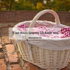 a wicker basket sitting on top of a brick floor