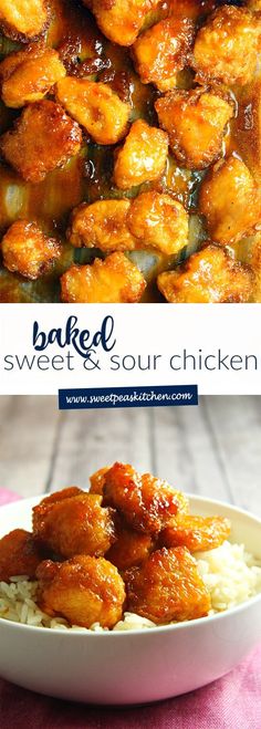 Baked Sweet and Sour Chicken - Healthy Sweet and Sour Chicken Healthy Sweet And Sour Chicken, Baked Sweet And Sour Chicken, Sweet And Sour Recipes, Orange Chicken Crock Pot, Seafood Bisque, Sweet And Sour Chicken, Sour Foods, Sweet Sour Chicken, Chicken Crockpot