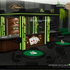 9 EXTRAS (add-Ons) for the 'Aurora' casino collection. You'll need the Aurora Game Room + Aurora Juice Bar + Aurora Lighting to have this lot working properly ;) Sims 4 Casino, Crystal Lamps, Games Night, Star Wars Decor, App Home, Best Mods, Sims 4 Build, Juice Bar