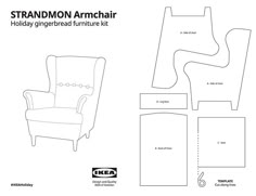 an image of a chair and ottoman paper pattern for the holiday gingerbread furniture kit