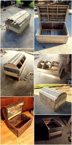 several pictures of different types of furniture made out of pallets