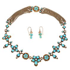 Summer Blues, a Victorian Natural Pearl Turquoise Necklace | From a unique collection of vintage Link Necklaces at https://www.1stdibs.com/jewelry/necklaces/link-necklaces/. Antique Turquoise Jewelry, Antique Necklace Victorian, Summer Blues, Antique Turquoise, Natural Pearl Necklace, Persian Turquoise, Turquoise Jewelry Native American, White Pearl Necklace, Antique Necklace