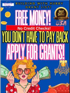 a woman holding money in front of her face with the words free money no credit checks you