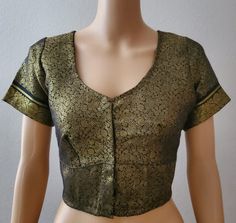 "Readymade 40\" saree blouse for party. Ready to wear designer saree Blouse . Not Padded blouse. Soft & Light weight blouse. Blouse Front open with buttons . * Blouse Size : 40Inch * Blouse Length: 15 Inch * Sleeve Length: 7 Inch * Front-Neck length: 7 Inch * Back-Neck length: 10 Inch Wash care- Dry clean  Extra Margin in the blouse and can be adjusted upto 42\". Check our latest collections on our etsy shop : \" https://www.etsy.com/shop/IndusFinds?ref=search_shop_redirect \" Color Declaration:- We have tried to capture the exact color but there Might Be Slight Variation In The Actual Color Of The Product Due To Different Screen Resolutions." Fitted Brocade Blouse Piece For Puja, Fitted Brocade Saree For Puja, Fitted Gold Choli For Puja, Gold Fitted Choli For Puja, Fitted Gold Blouse Piece For Puja, Fitted Gold Blouse For Puja, Gold Fitted Blouse Piece For Puja, Gold Fitted Blouse For Puja, Fitted Brocade Pre-draped Saree With Pallu