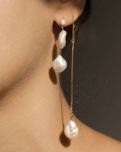 Product Details Gemstone: Freshwater Baroque Pearls Earring drop length: 1 3/4 inches Metals: 14K Gold Filled and Sterling Silver Safe for sensitive skin Handcrafted in the USA