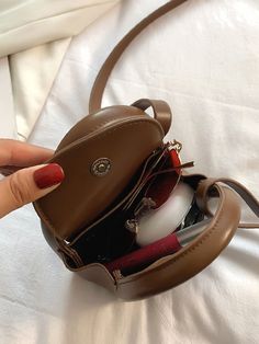 Mini Flap Square Bag  - Women Satchels Trendy Brown Portable Bucket Bag, Trendy Leather Portable Bucket Bag, Trendy Brown Bucket Bag For School, Elegant Bags, Elegant Pattern, Color Coffee, Coffee Brown, Pearl Types, Satchel Bag