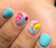 Easter Nails 2023, Nails Tropical, Pineapple Nails, Pink Tip Nails, Short Nail Manicure, Fruit Nail Art, Fake Nails Designs, Summer Nail Designs, Nail Drawing