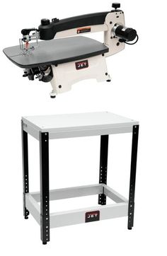 a table sawing machine and shelf on white background with clipping area for text