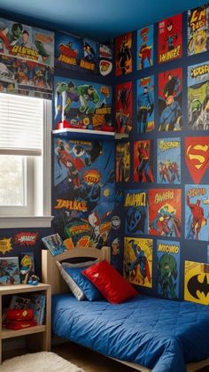 Superhero Bedroom Ideas Boys, Bedroom Ideas Teen Boy, Boys Room Organization, Superman Bedroom, Bedroom Ideas Teen, Boy Room Red, Room Organization Hacks, Secret Headquarters