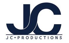 the jcp logo is shown in black and white, with blue letters on it