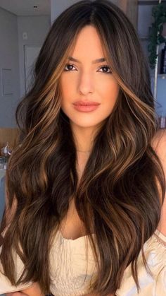 Brown Hair Shades, Color Balayage, Hair Color Streaks, Brunette Hair With Highlights, Dark Hair With Highlights, Brunette Balayage Hair, Long Hair Color, Brown Hair Balayage, Short Hairstyle