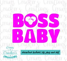 the boss baby logo is shown in pink