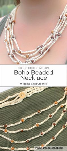 the free crochet pattern for boho beaded necklace