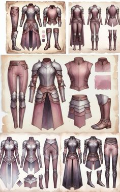 an image of different types of armors and outfits for people to wear in the video game