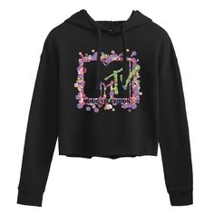 Rock this throwback juniors' MTV graphic tee! Rock this throwback juniors' MTV graphic tee!  Crewneck Long sleeves Cropped fitFABRIC & CARE Cotton, polyester Machine wash Imported Size: Small. Color: Black. Gender: unisex. Age Group: kids. 90s Hooded Top With Graphic Print, Pop Culture Graphic Print Hooded Top, Mtv Logo, Logo Floral, High Neck Tank Top, Raglan Tee, Oversized Tee, Racerback Tank Top, Graphic Hoodie