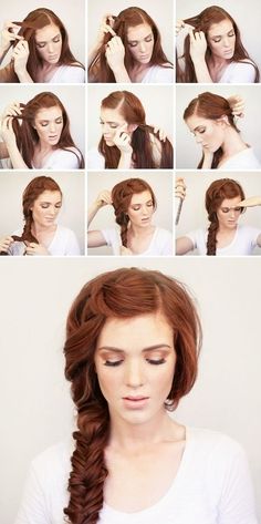 Fashionable Hairstyle Tutorials for Long Thick Hair Side Swept Braid, Diy Wedding Hair, Side Braid Hairstyles, Fishtail Braid, Festival Hair, Side Braid, Different Hairstyles, Hair Dos, Gorgeous Hair