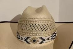 White Southwestern Hat Bands For Summer, Casual Adjustable Hats As Fashion Accessory, Casual Woven Hat Bands For Festivals, Adjustable Traditional Beige Hats, Beige Adjustable Traditional Hat, Traditional Adjustable Beige Hat, Classic Flat Crown Hat Bands For Western-themed Events, Handmade Traditional Hat Band For Western-themed Events, Adjustable Beige Woven Hat Bands